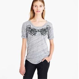 J. Crew Heathered Gray Floral Appliqué Tee - XS